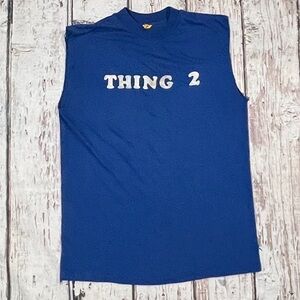 Vintage 80s Thing 2 Blue 1980s Graphic Print Sleeveless Single Stitch Tshirt